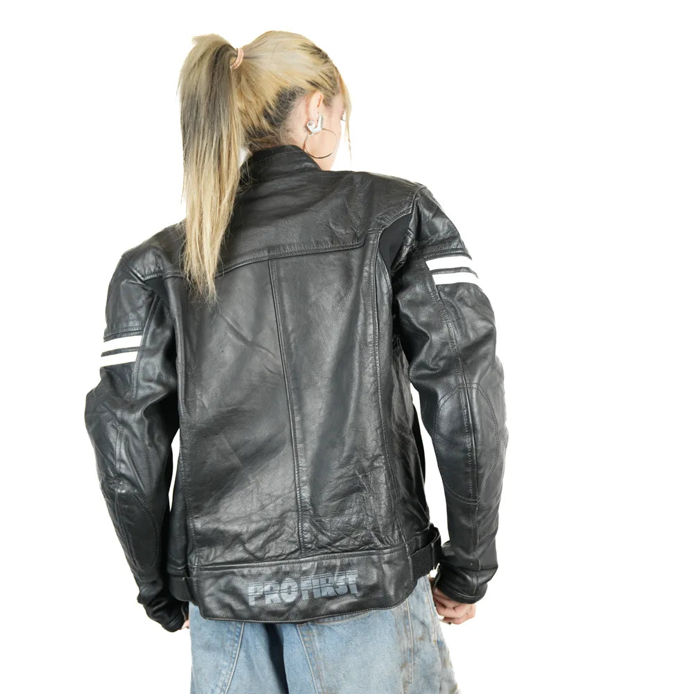 1990s Leather "Pro First" Black Racing Jacket
