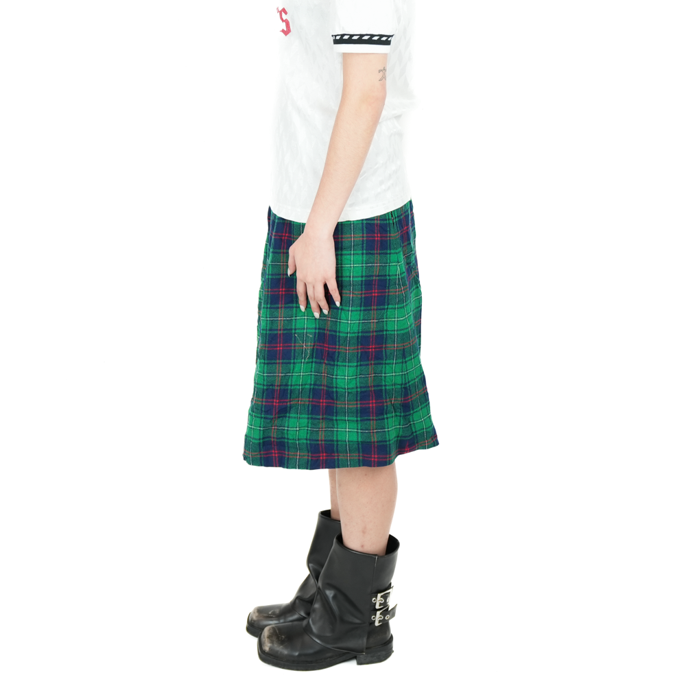 1980s Pendleton Green Plaid Midi Skirt