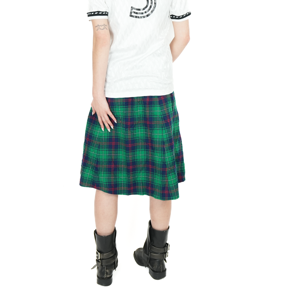1980s Pendleton Green Plaid Midi Skirt