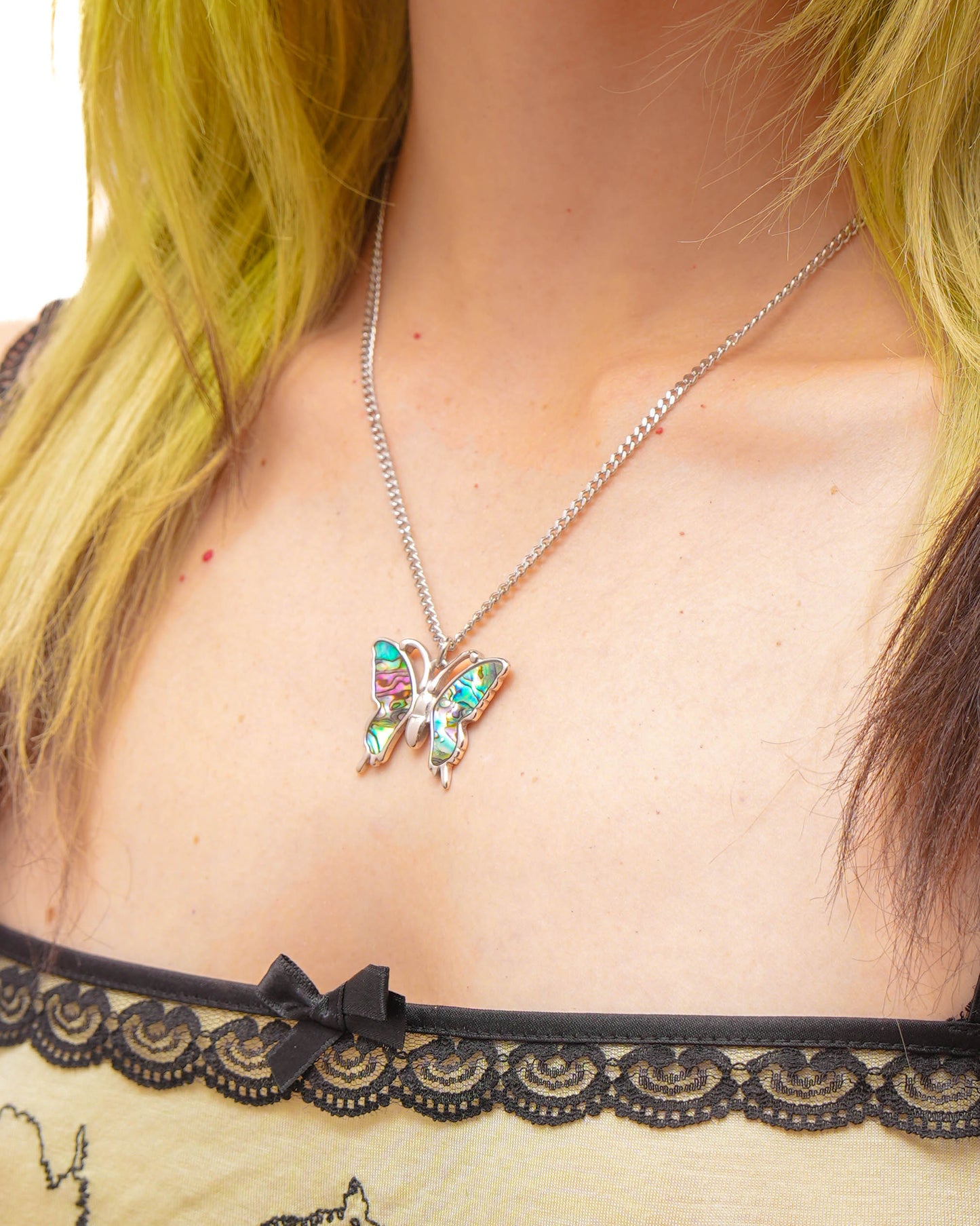 Butterfly Pendant - Steel Chain