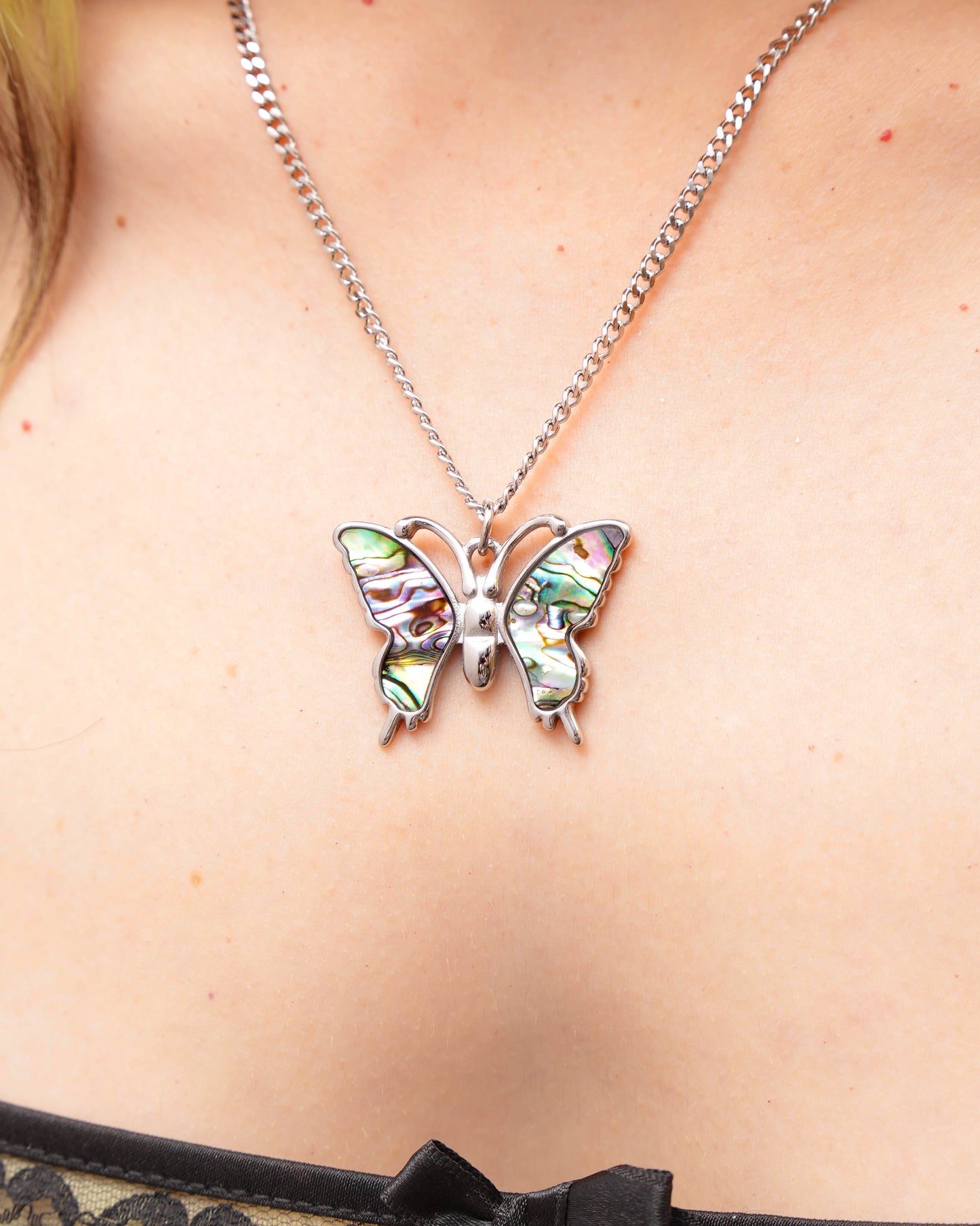 Butterfly Pendant - Steel Chain