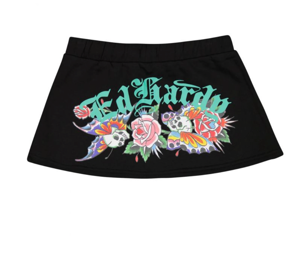 Ed Hardy Skull Butterflies Fleece Skirt