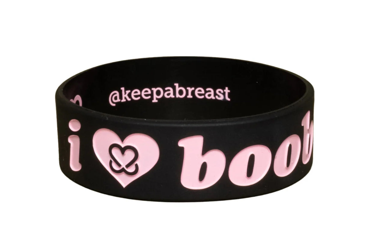 I LOVE BOOBIES! BRACELETS BLACK/LIGHT PINK
