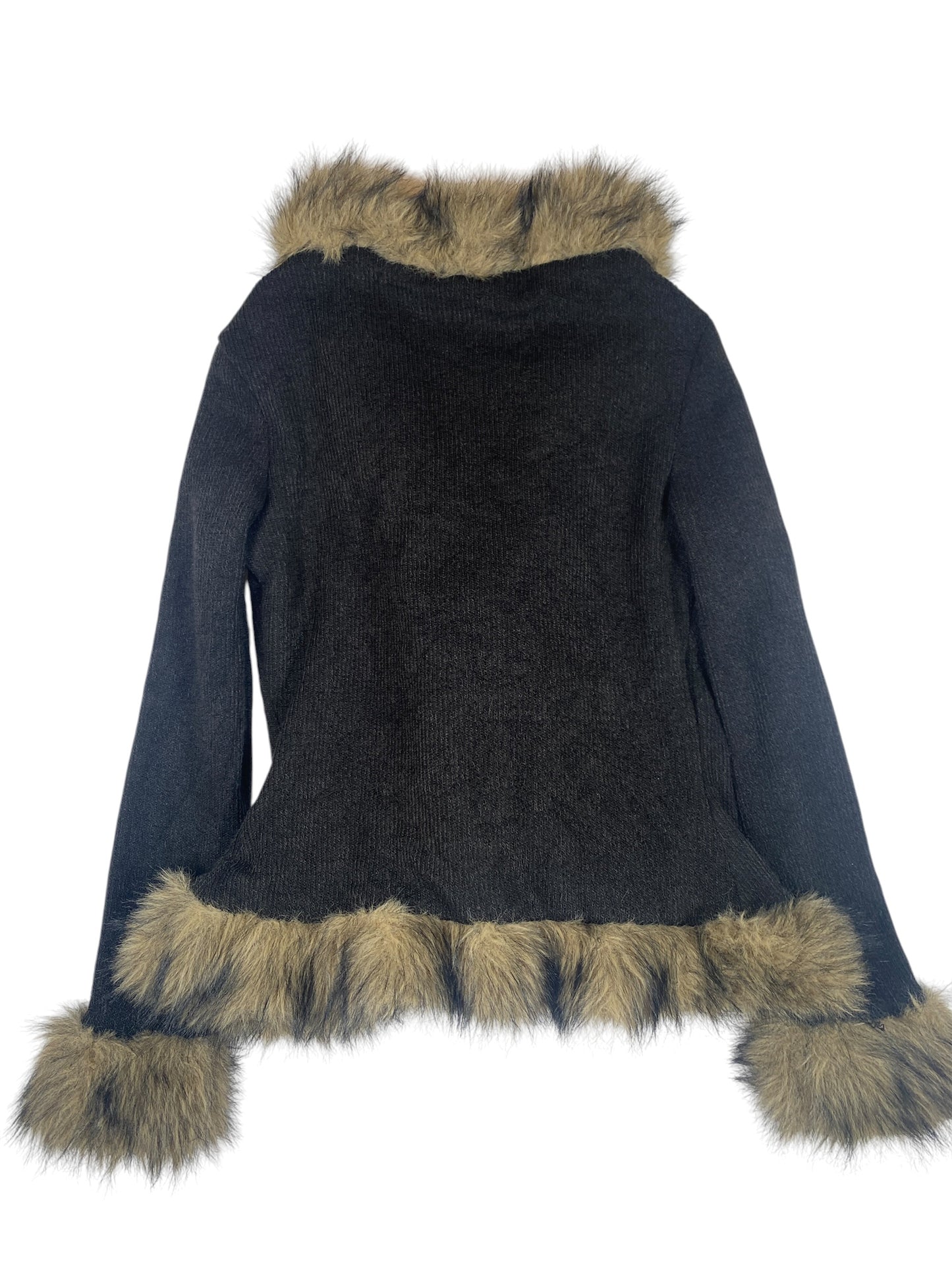 Vintage Fur Cardigan with Belt Closing