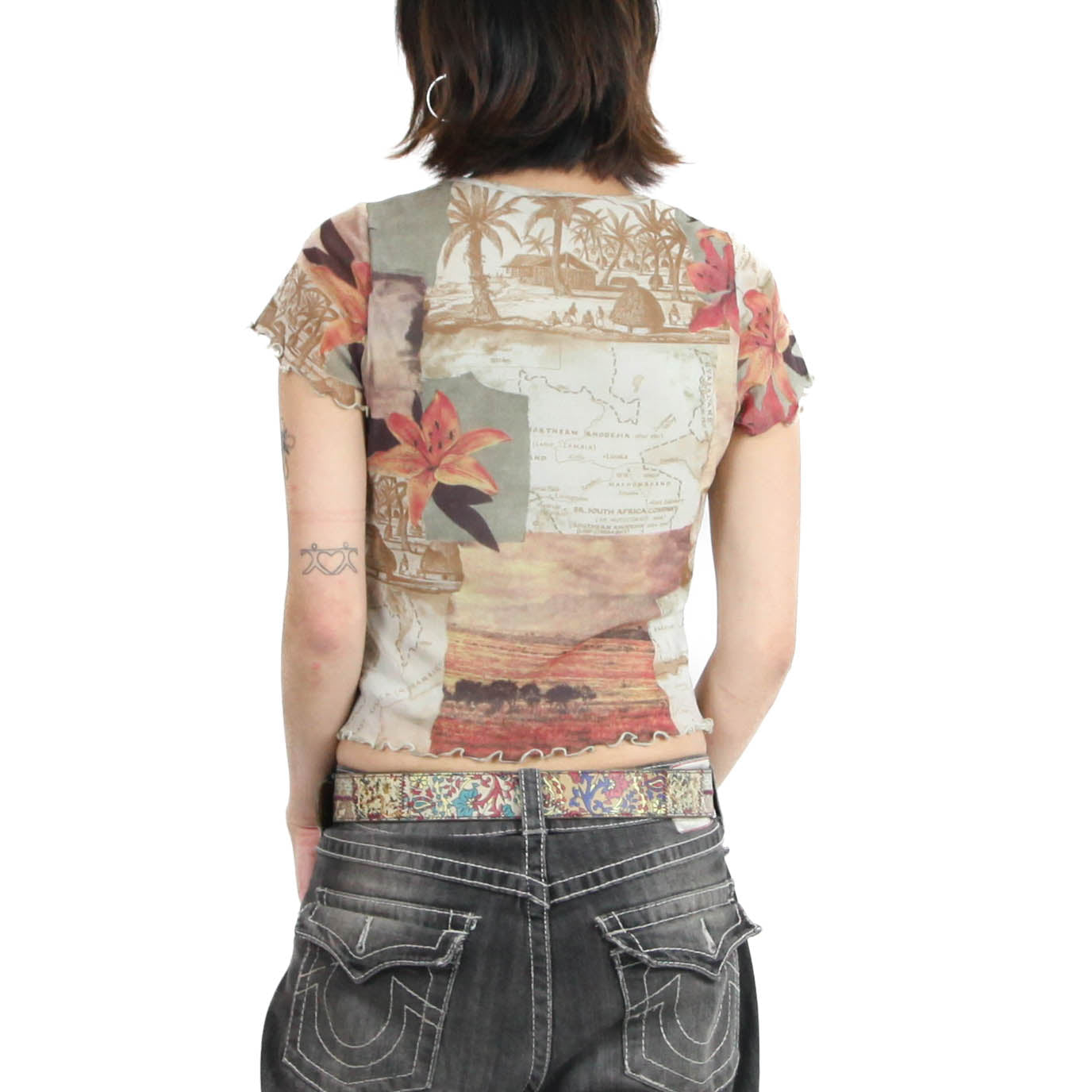 Ruffled Map Mesh Shirt