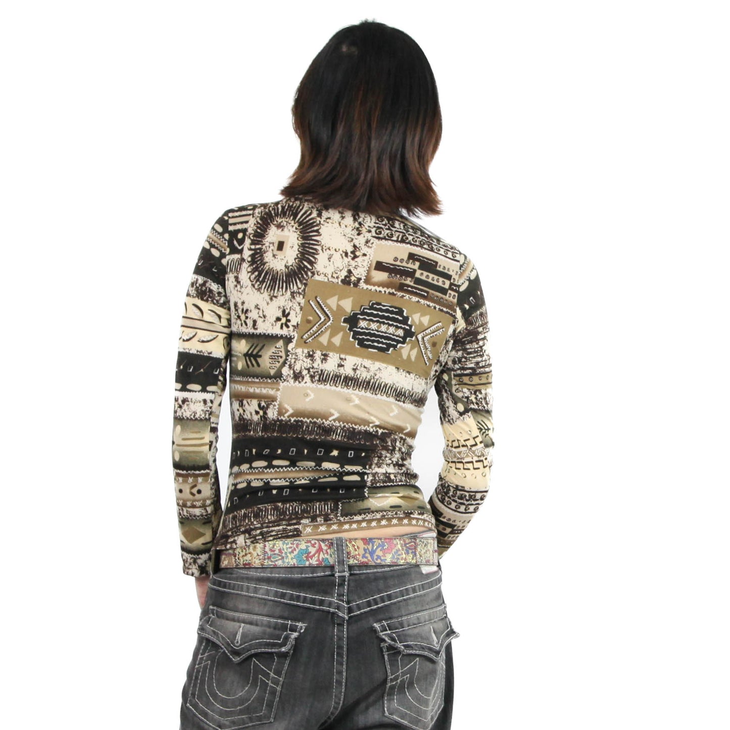 Tribal Brown Graphic Top