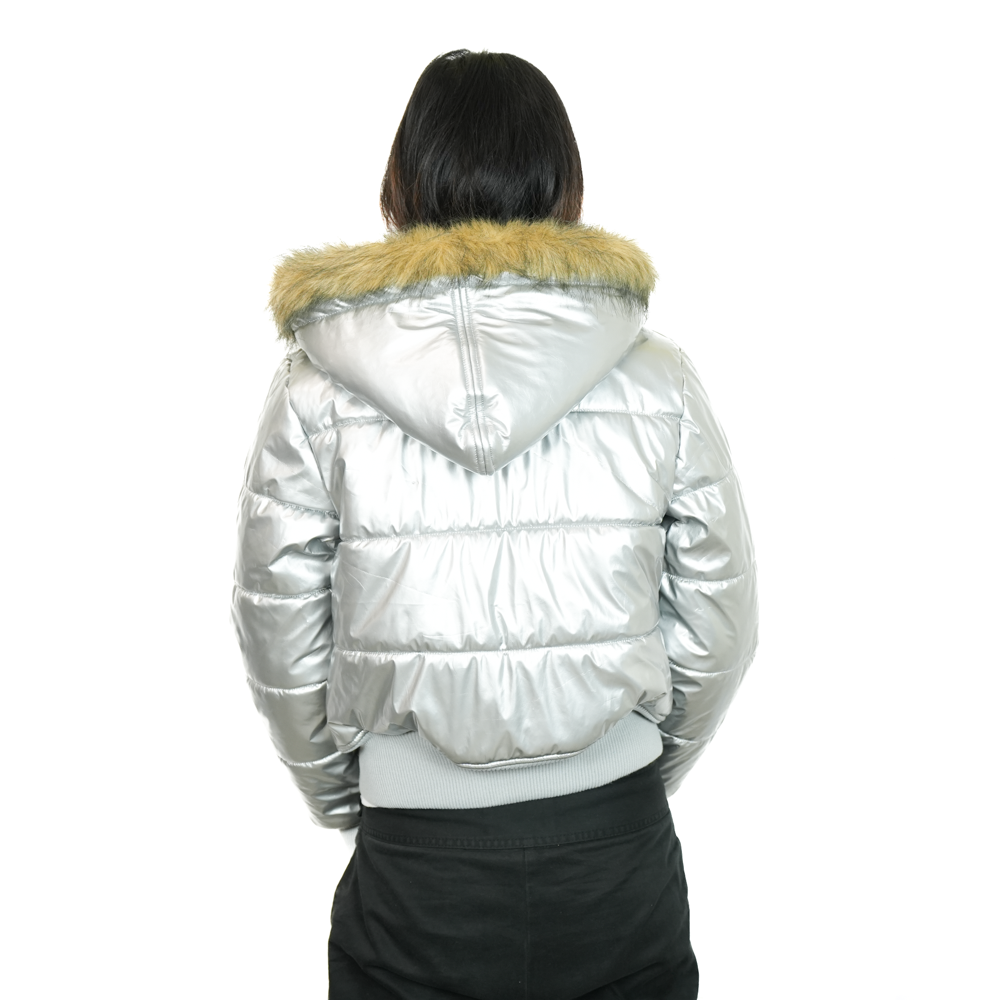 Kitson LA "Snow Bunny Club" Silver Deadstock Coat
