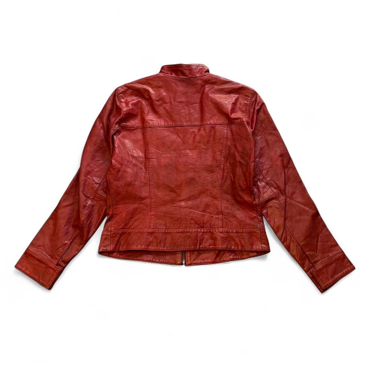 Vintage Cherry Red Y2K Coquette Leather Jacket Camera Women