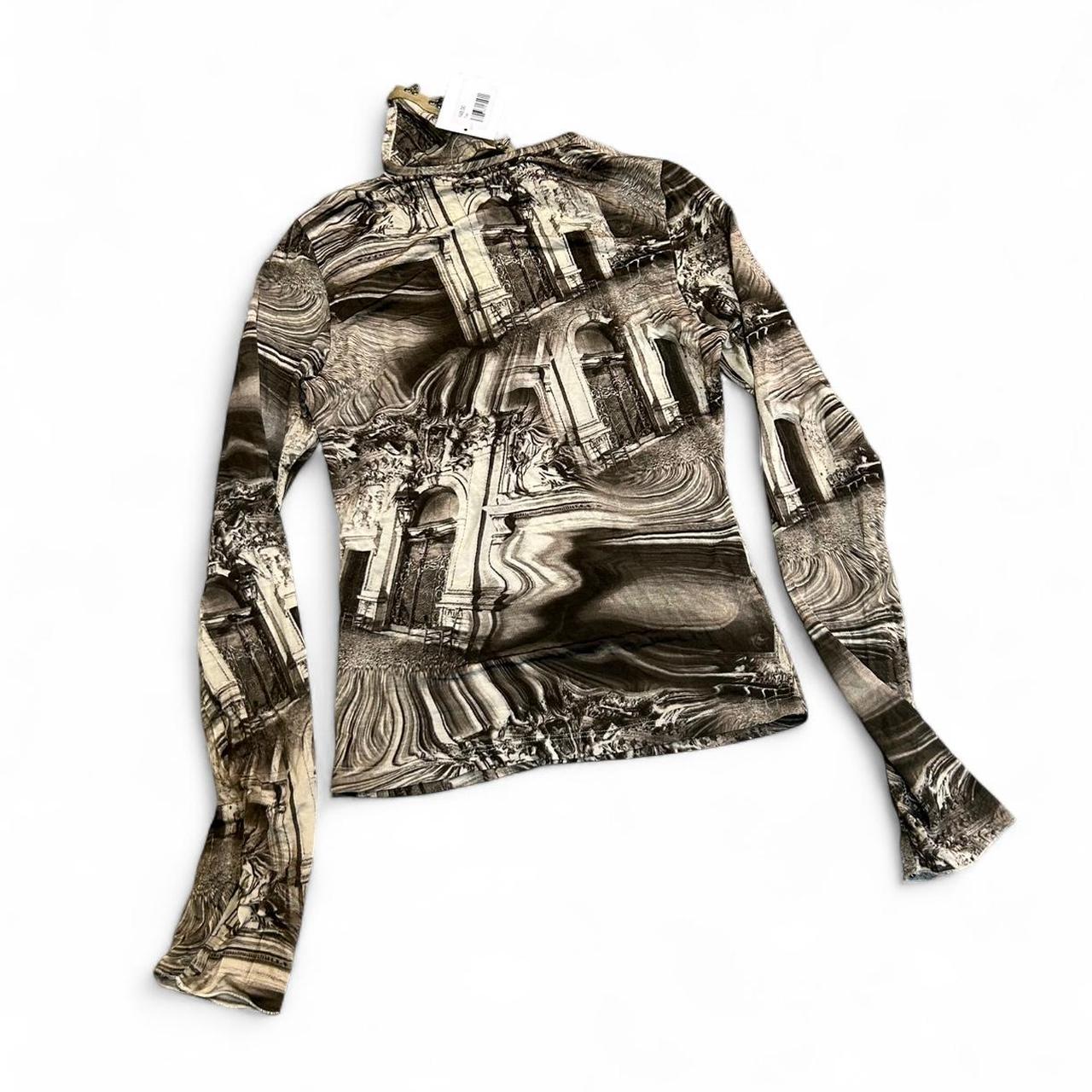 Euro Printed Y2K Long Sleeve Mesh Top