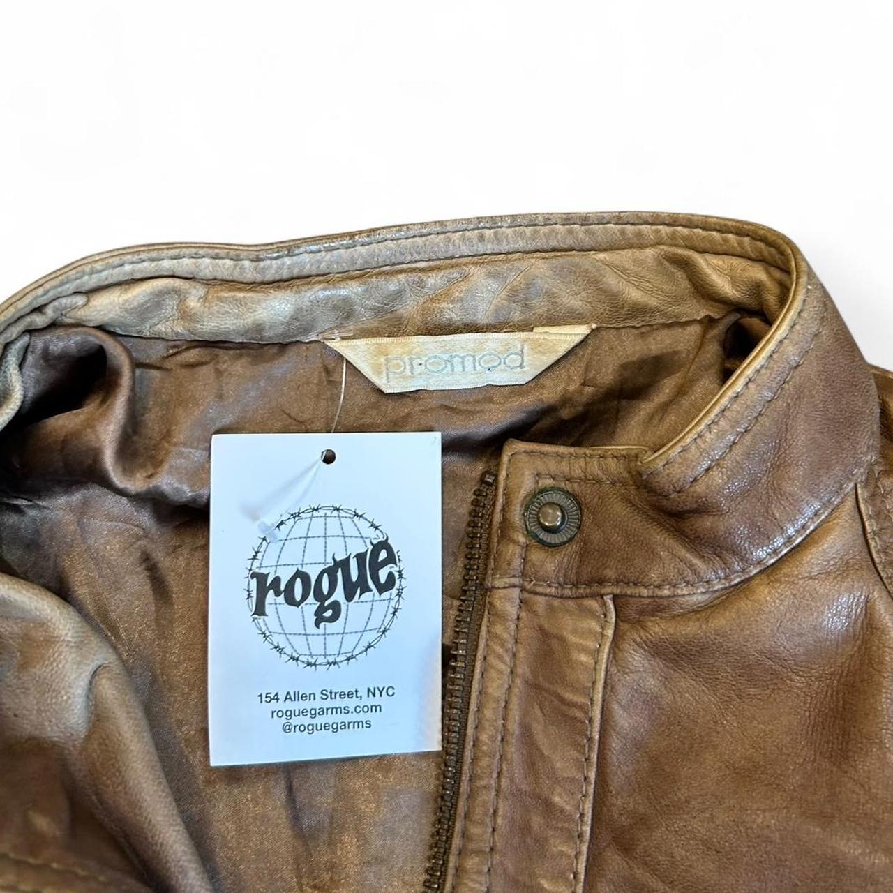 Vintage Y2K Promod Aged Brown Moto Leather Jacket