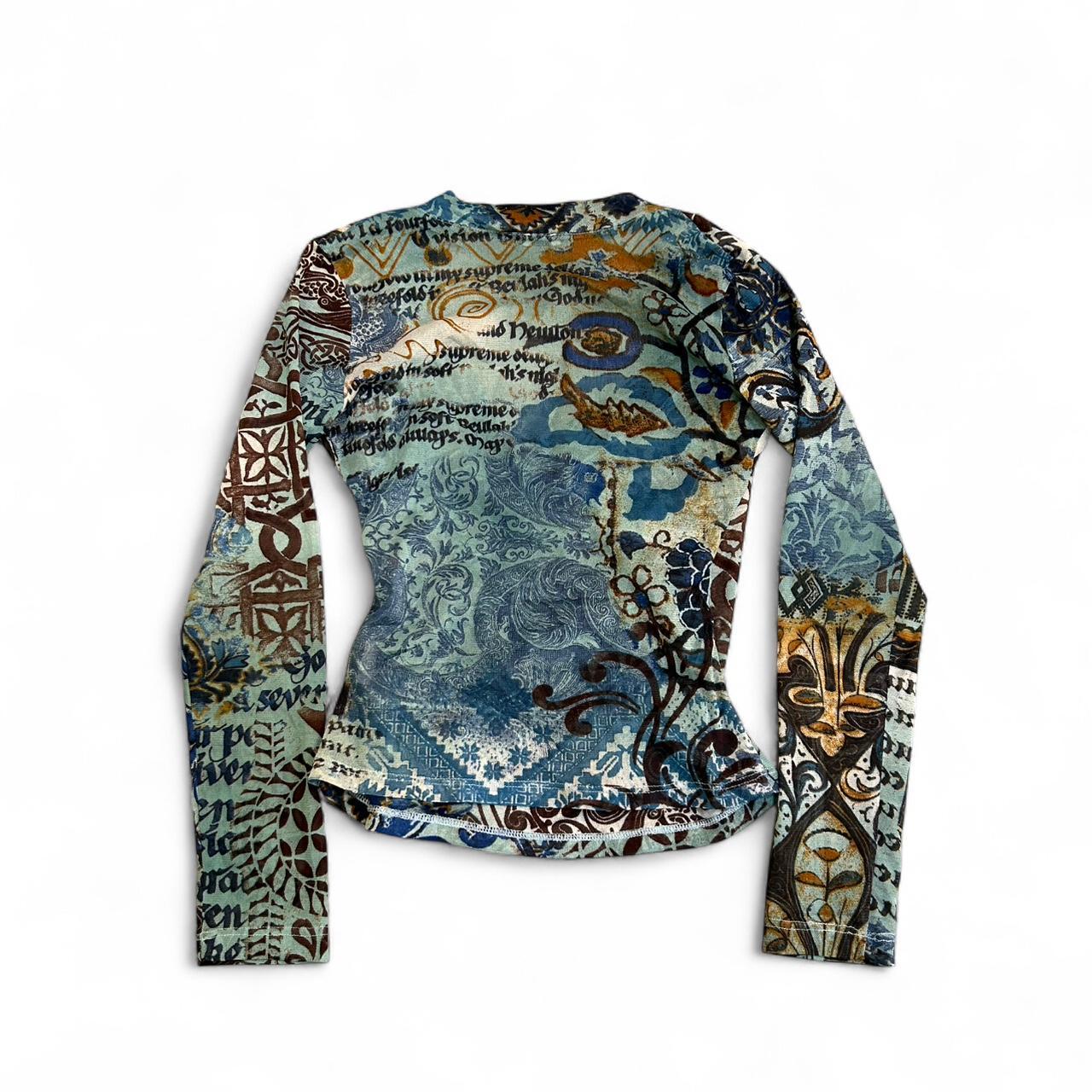 Y2K Mesh Script Blue Long Sleeve