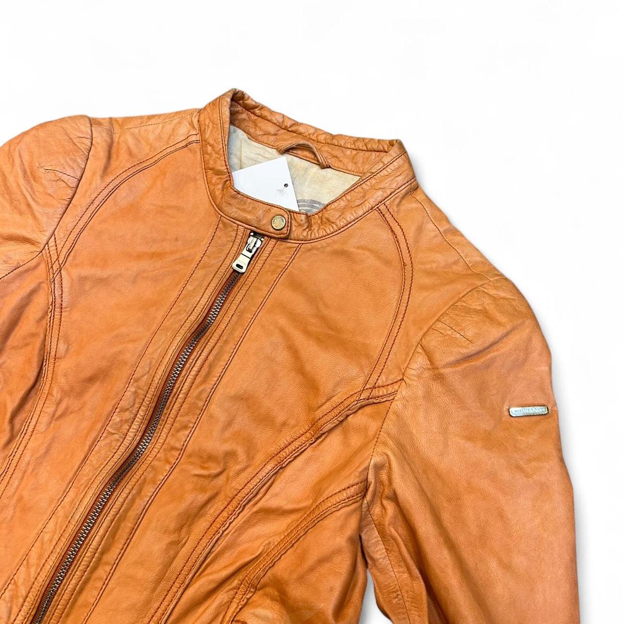 Vintage Milestone Orange Leather Moto Jacket Y2K