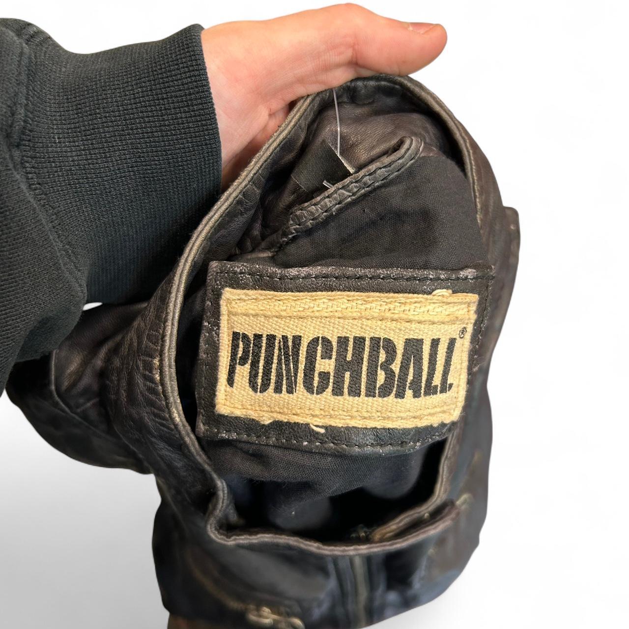 Y2K Punchball Motorcycle Leather Biker Jacket Black