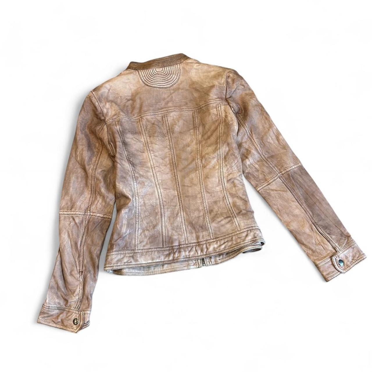 Vintage Brown Leather Zip Up Moto Promod Y2K