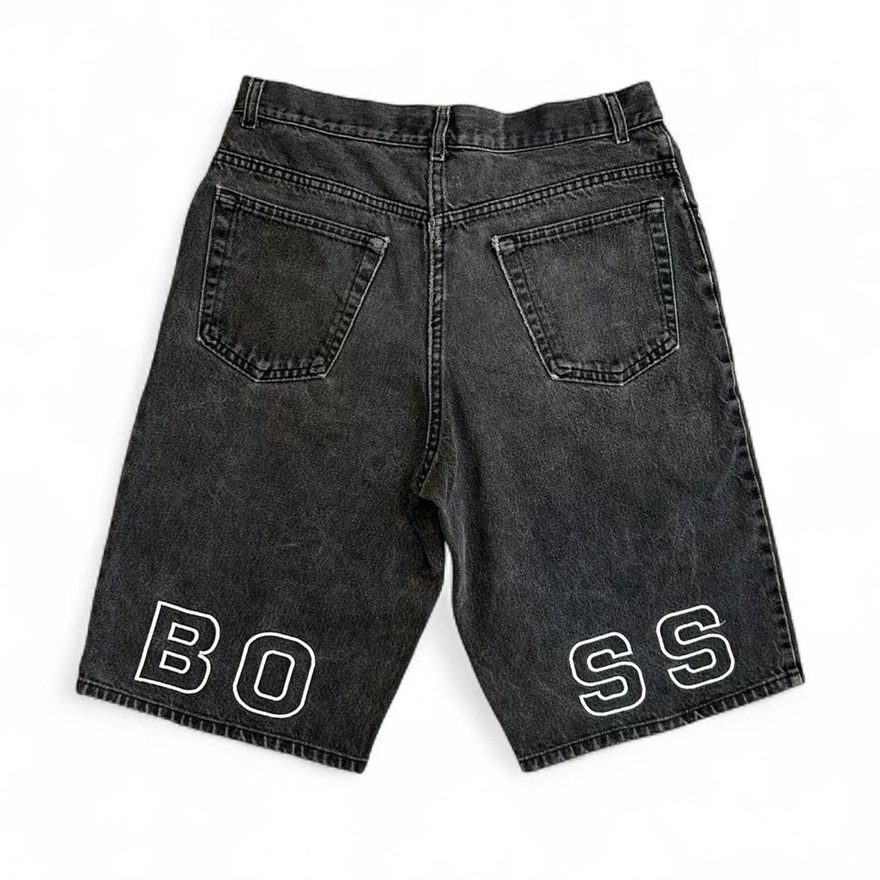 BOSS Men's Black and Grey Shorts