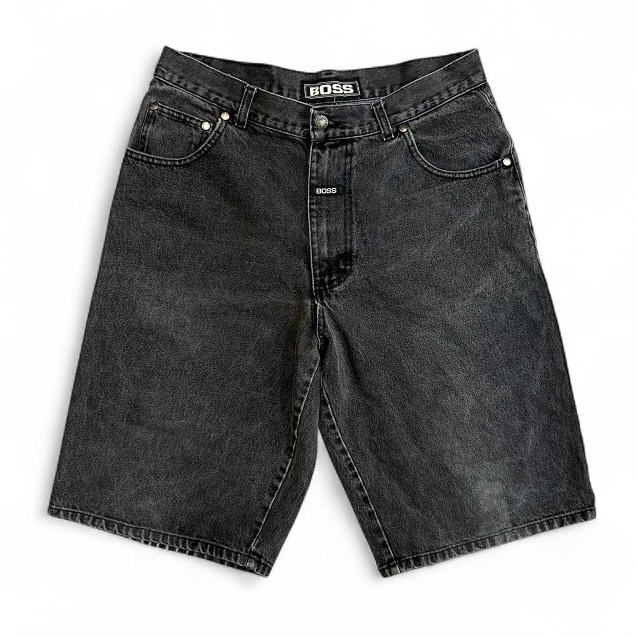 BOSS Men's Black and Grey Shorts