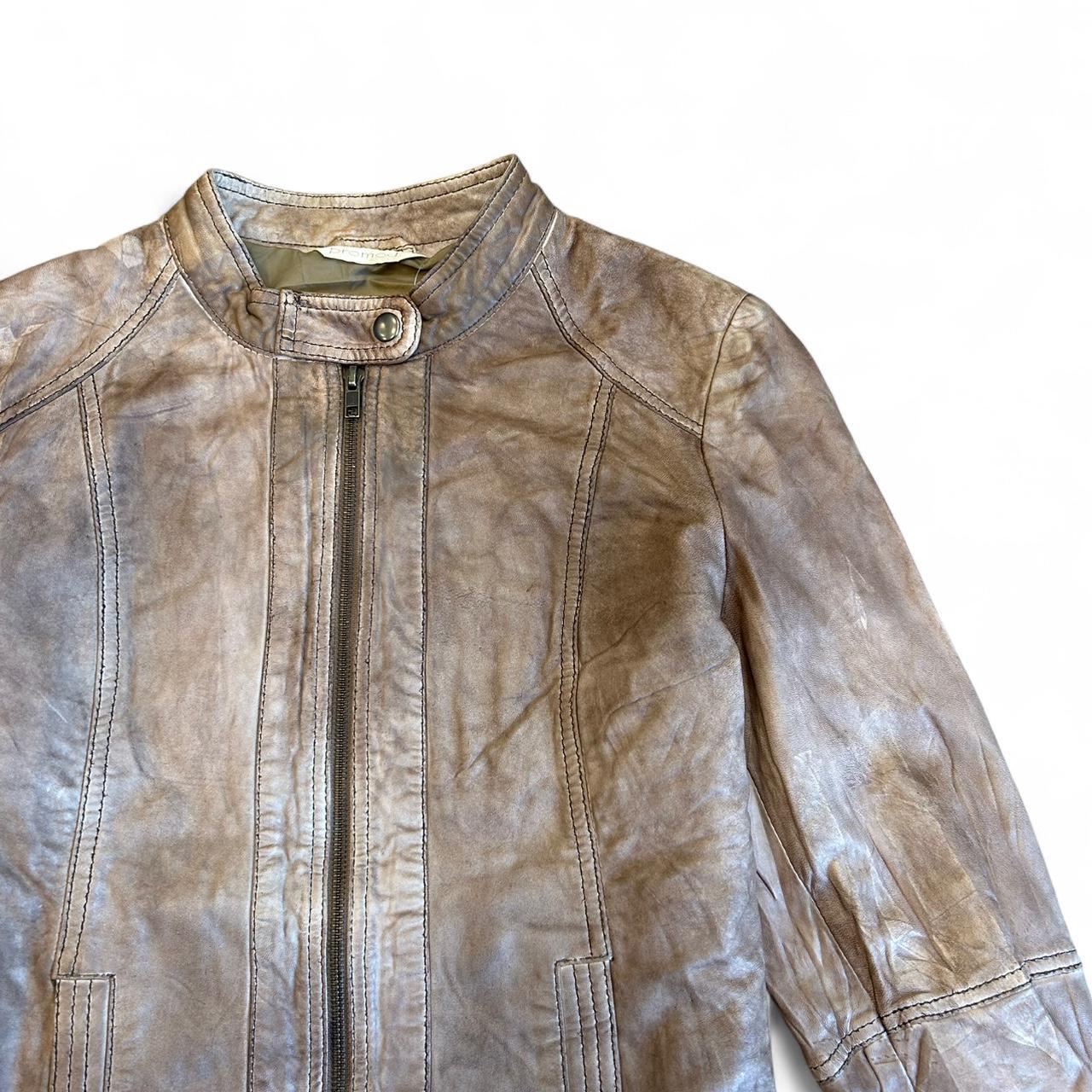 Vintage Brown Leather Zip Up Moto Promod Y2K