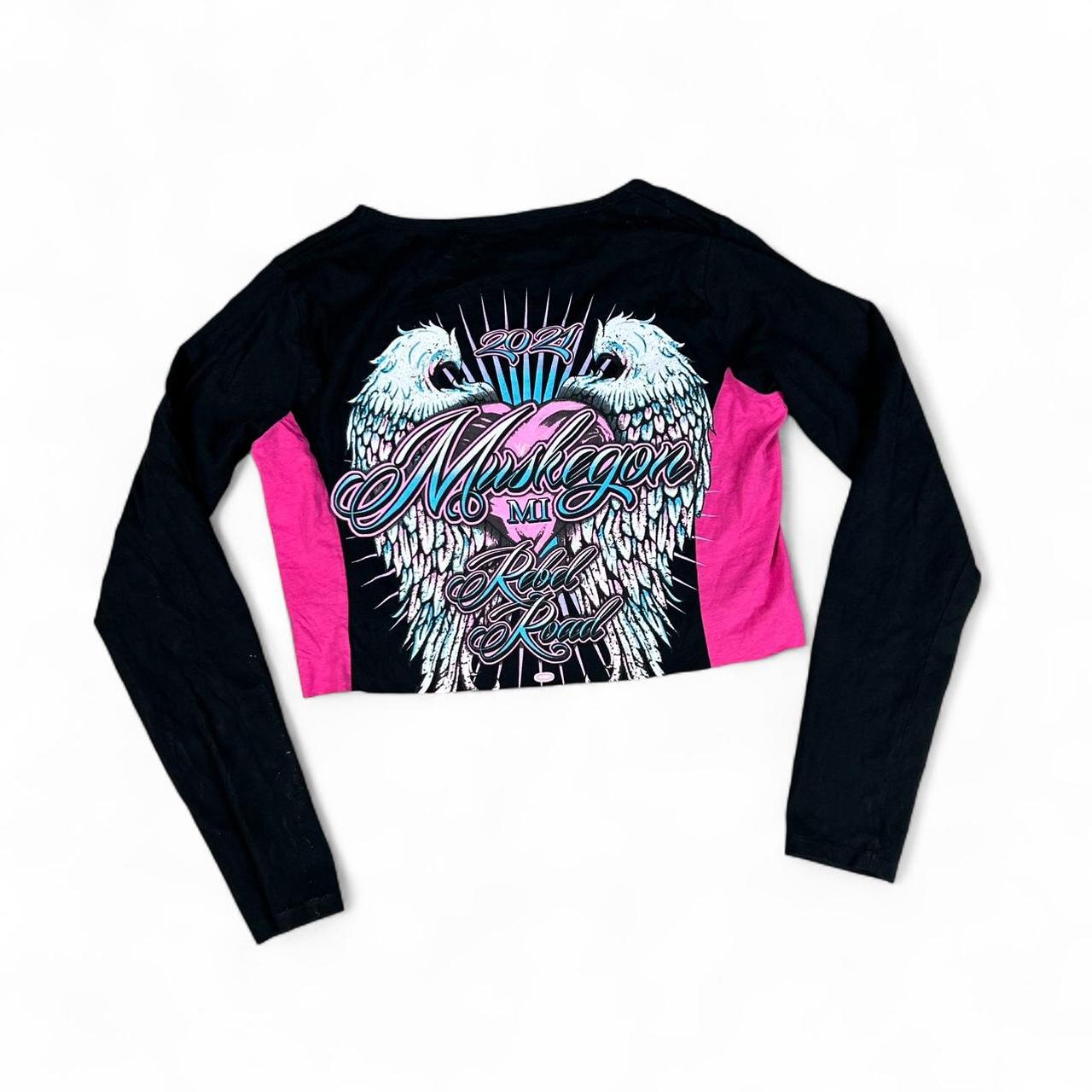 Biker Colorblocked Long Sleeve Crop Tee