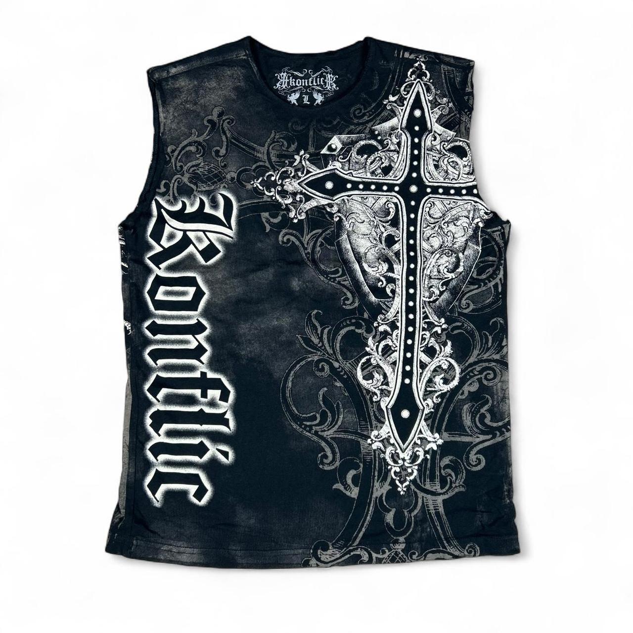 2000s Konflic Silver Cross Muscle Tee