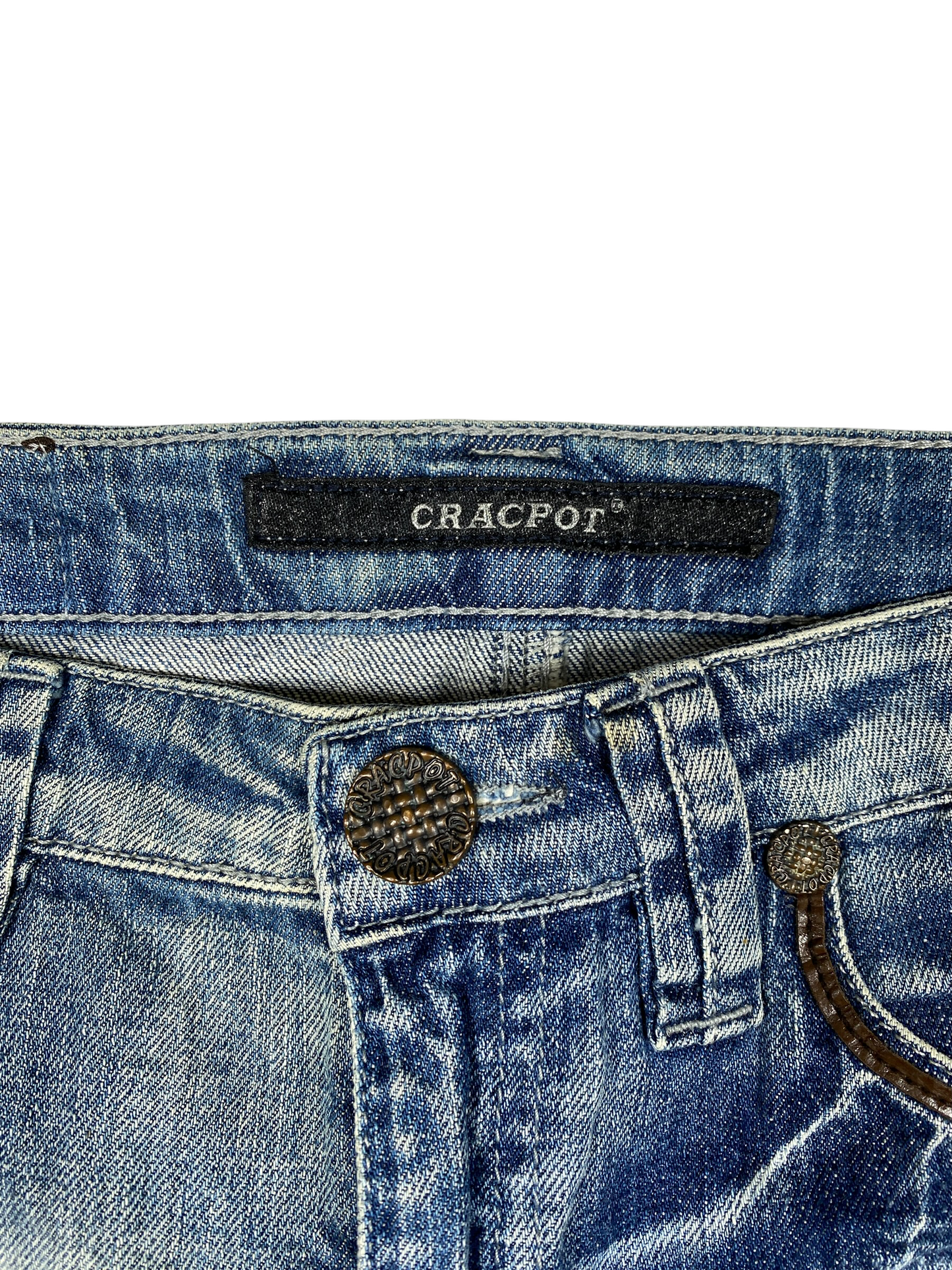 Y2K Leather Trim Denim Skirt