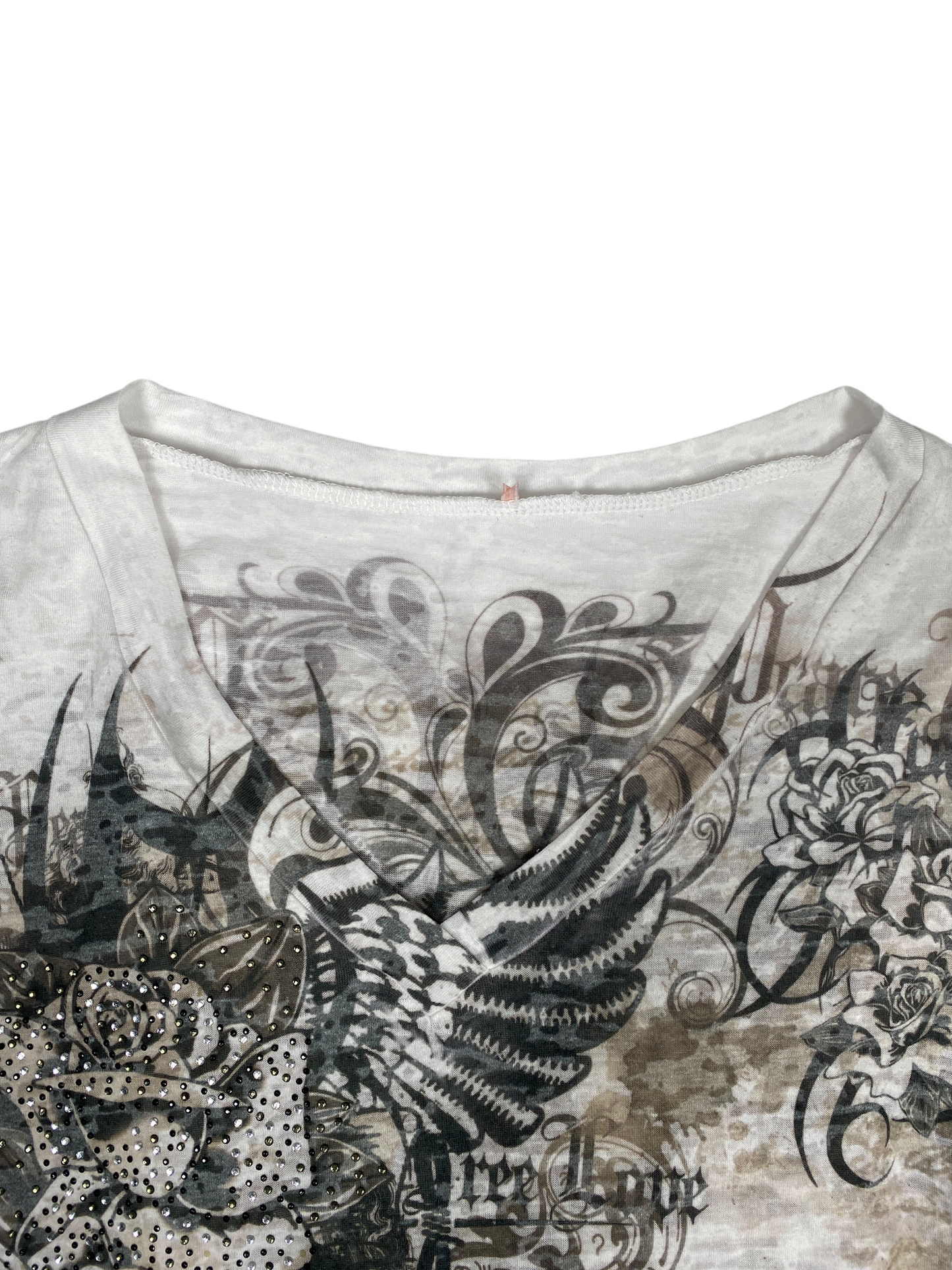 Y2K Gothic Graphic Slim V-Neck Tee