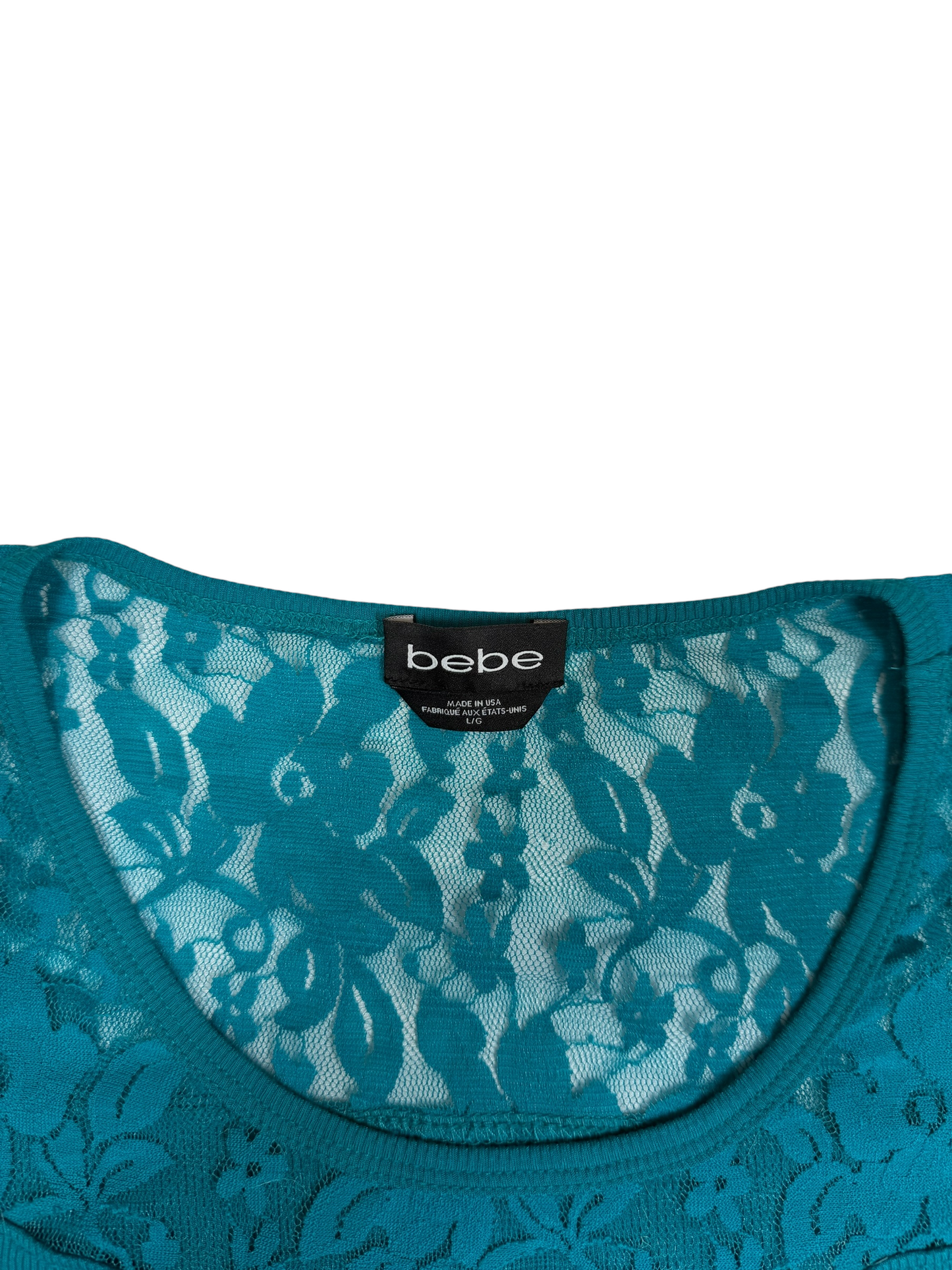 Bebe Blue Laced Long Sleeve Top