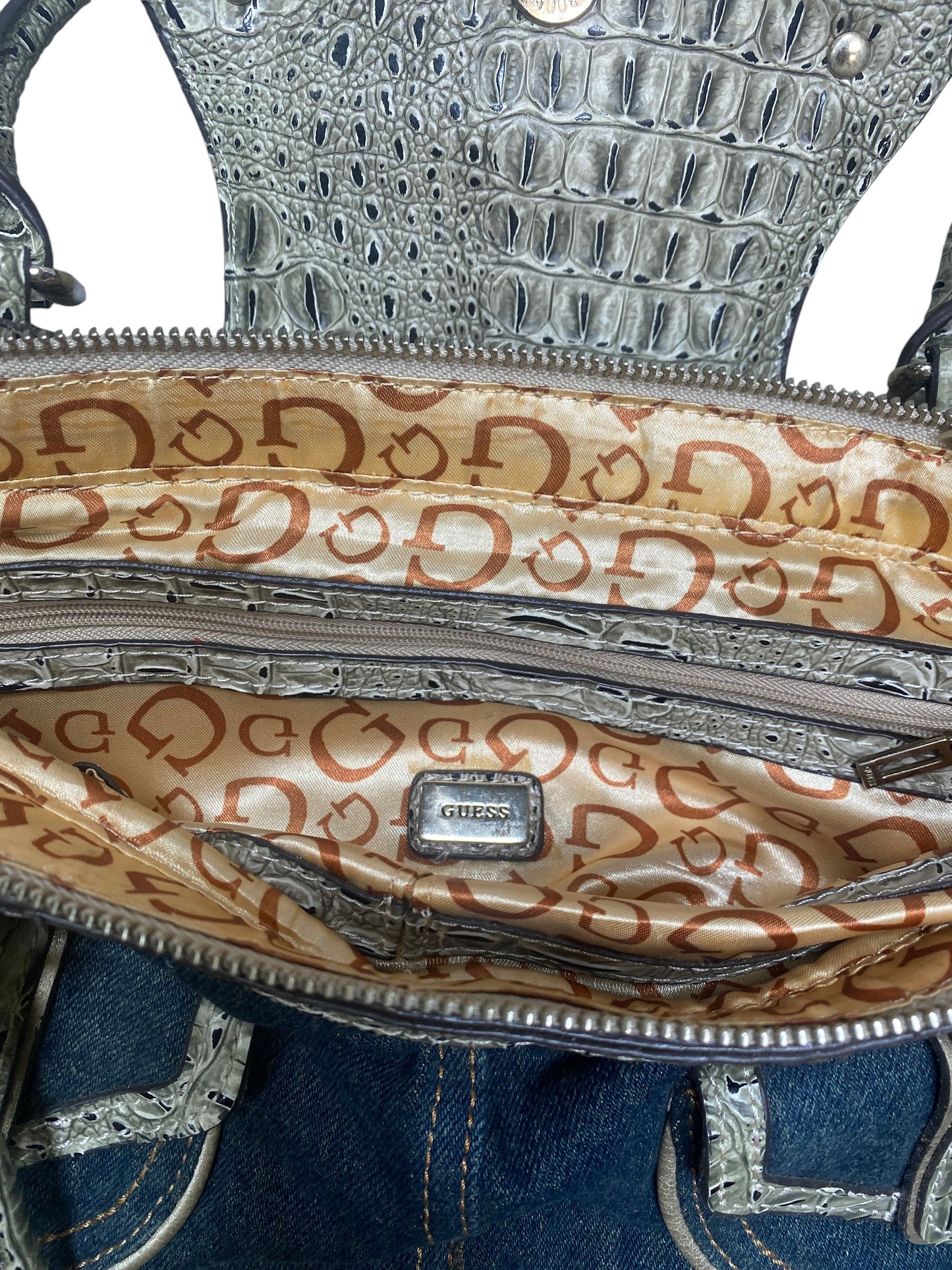 Vintage Guess Denim Crocodile Purse