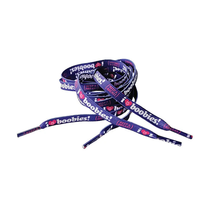 I LOVE BOOBIES! SHOELACES PURPLE