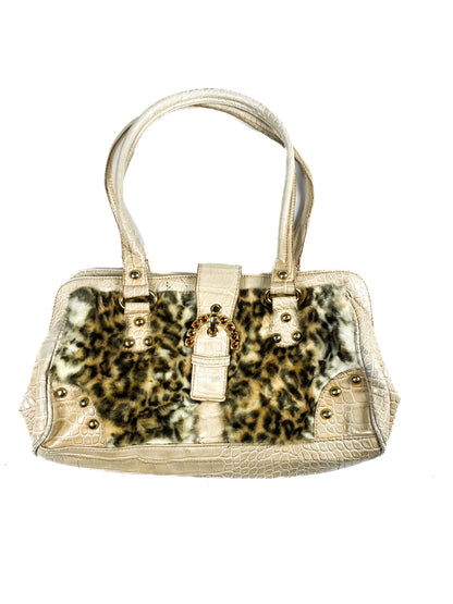 Cheetah Fur Animal Print Leather Purse