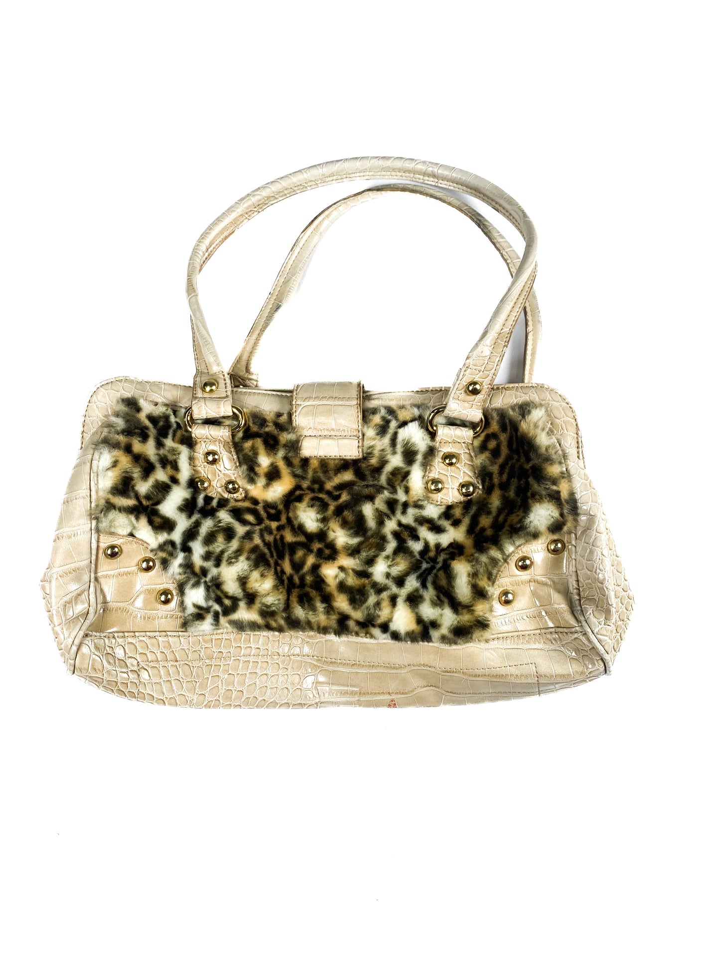 Cheetah Fur Animal Print Leather Purse