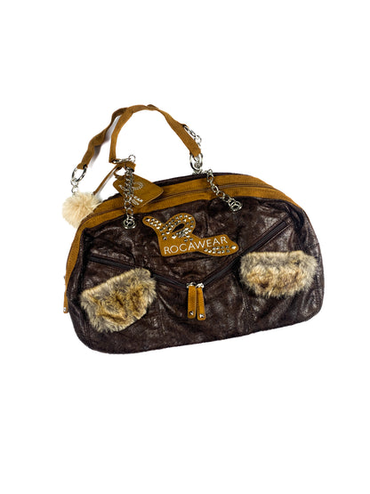 Rocawear Brown Studded Fur Purse