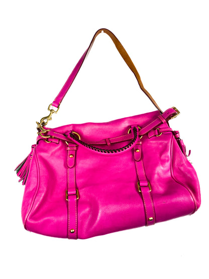 Pink Leather Purse with Tassels