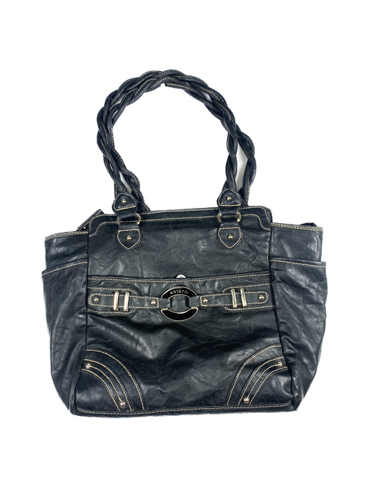 Studded Black Purse with Braided Handles