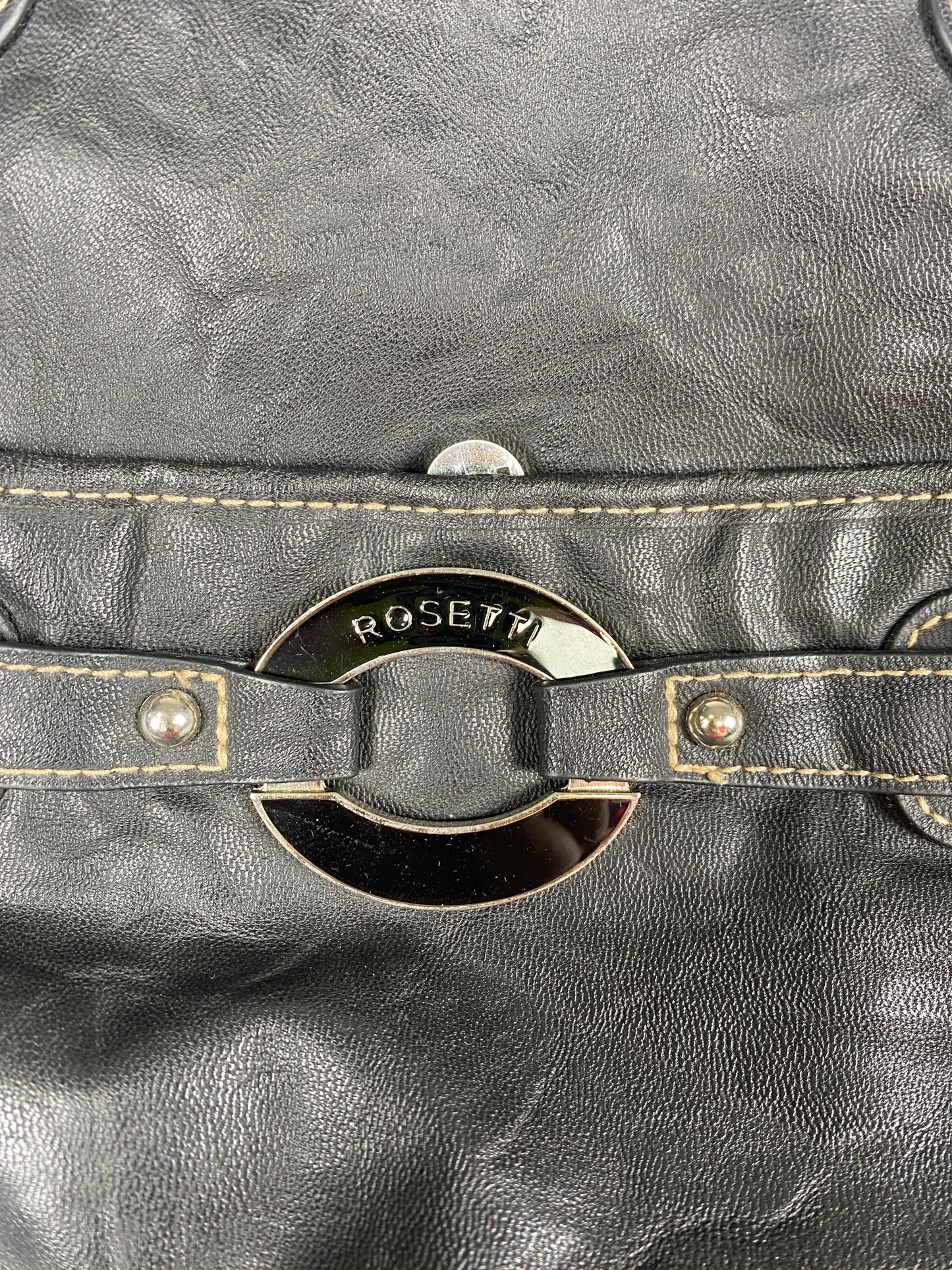 Studded Black Purse with Braided Handles