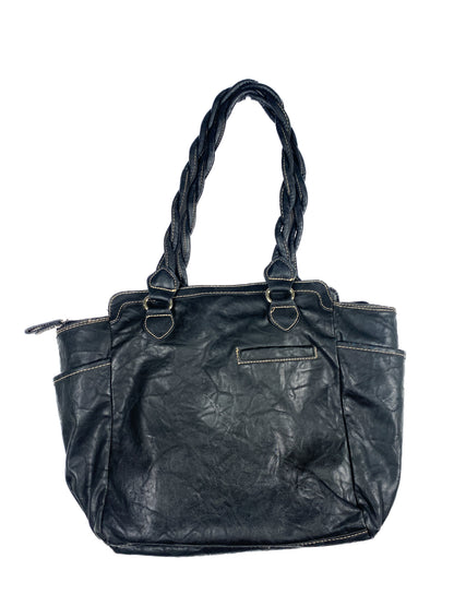 Studded Black Purse with Braided Handles