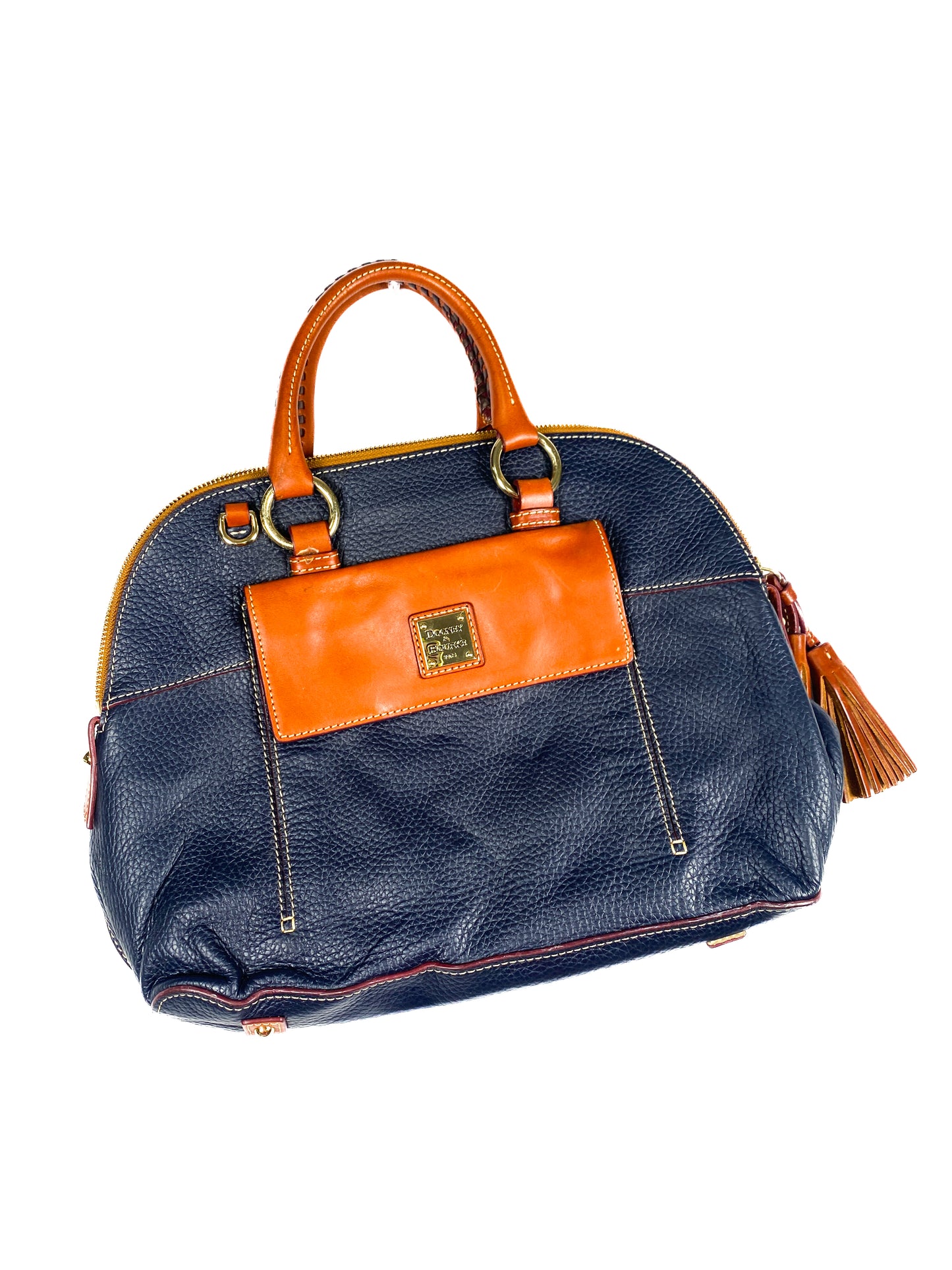 Regal Navy & Brown Leather Purse with Tassel