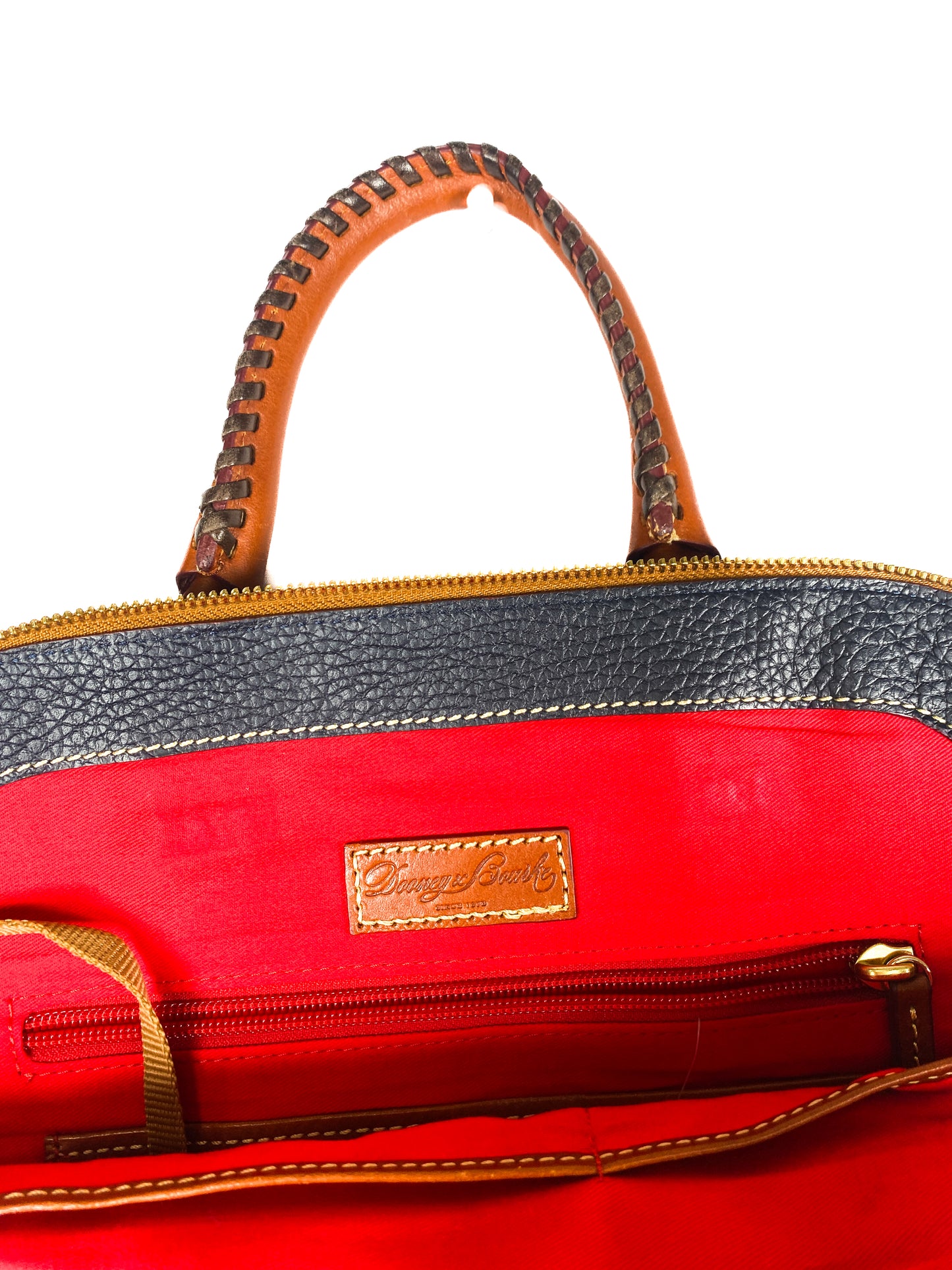 Regal Navy & Brown Leather Purse with Tassel