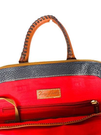 Regal Navy & Brown Leather Purse with Tassel