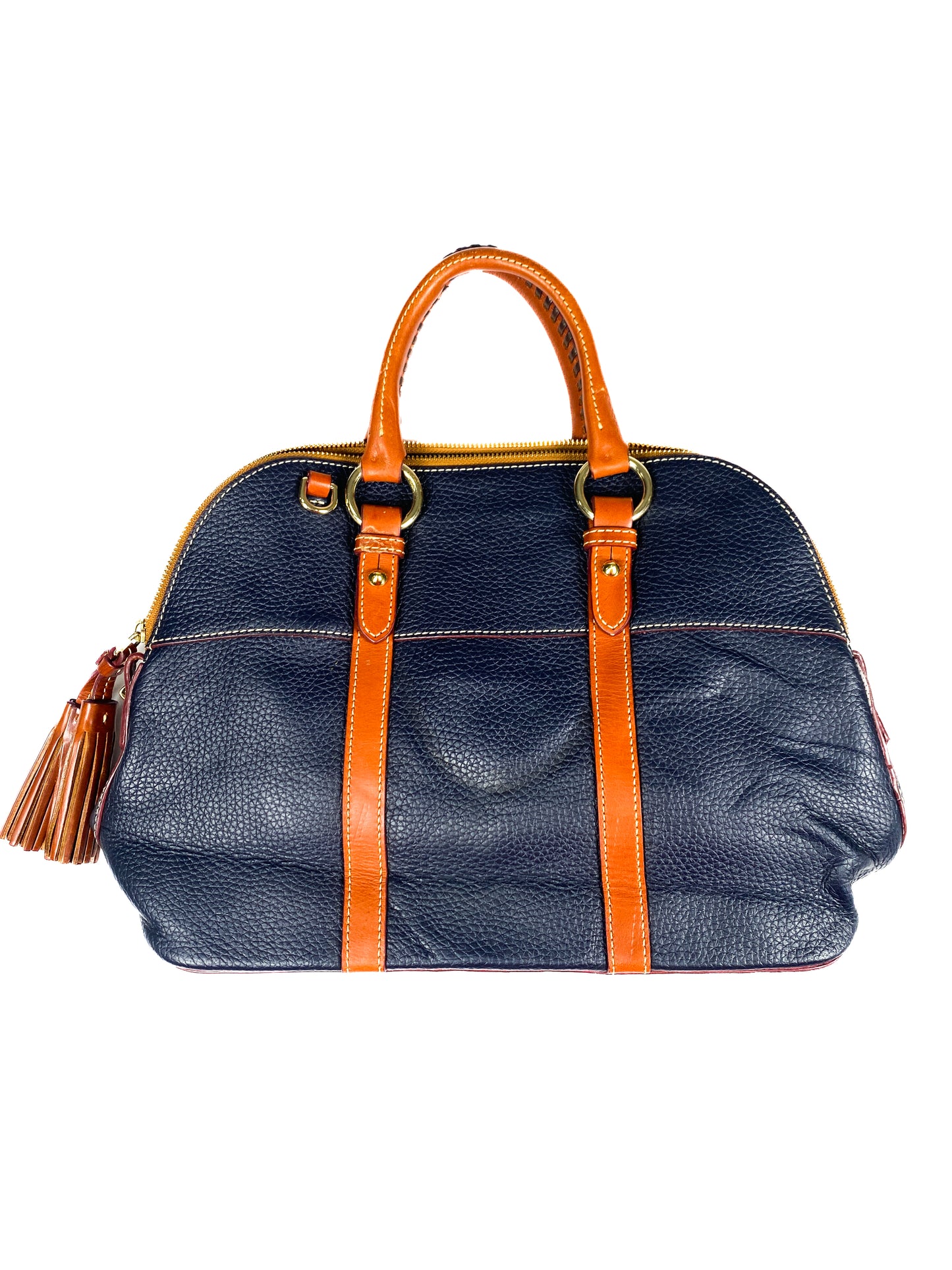 Regal Navy & Brown Leather Purse with Tassel