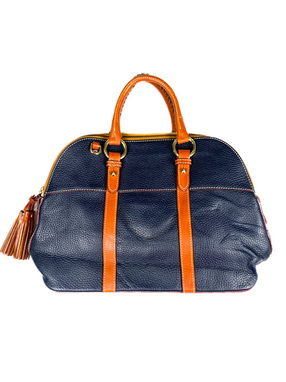 Regal Navy & Brown Leather Purse with Tassel