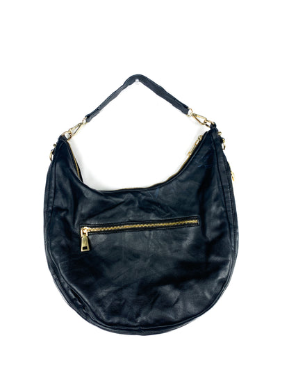 Black Expandable Faux Leather Purse