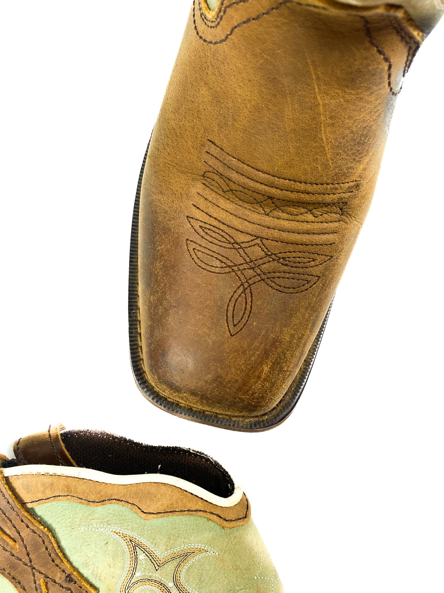 Faded Green Leather Cowboy Boots