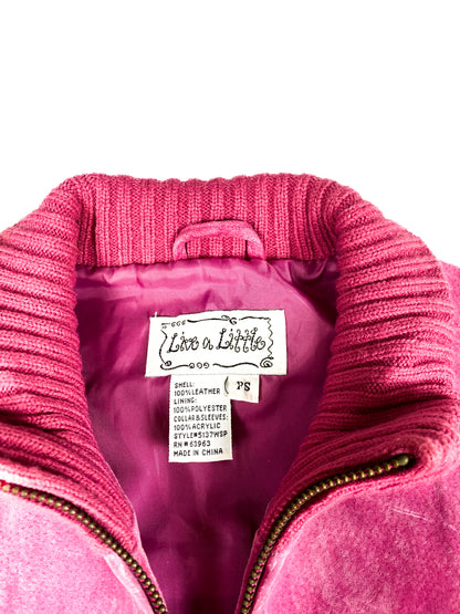 Live a Little Pink Leather Bomber Jacket