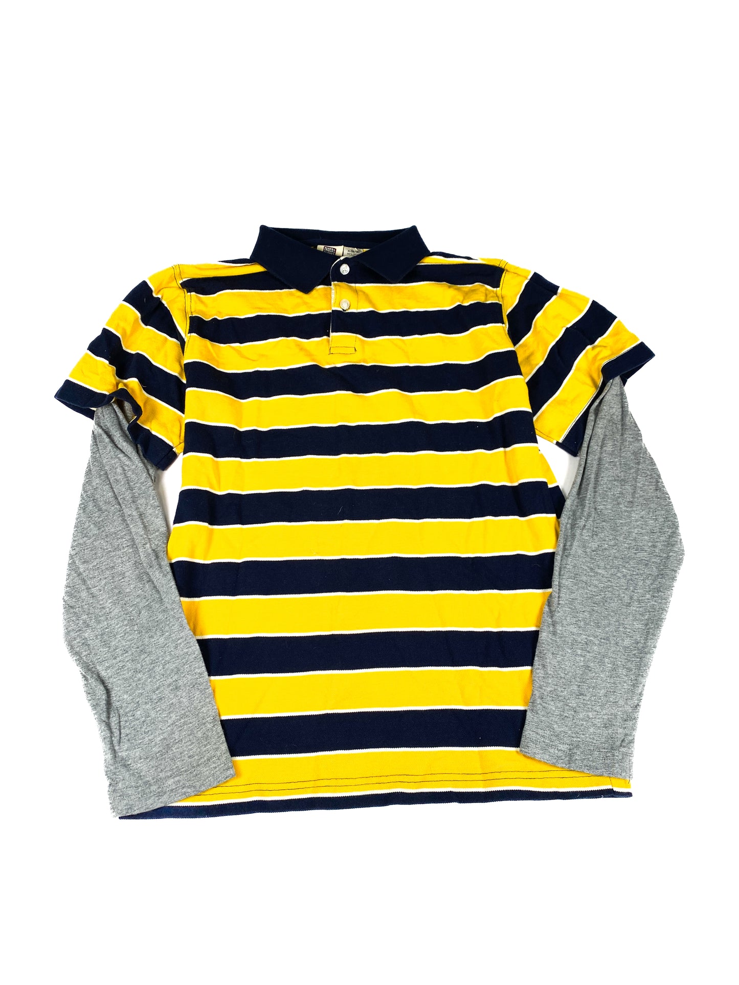 Yellow & Navy Striped Polo Two-fer