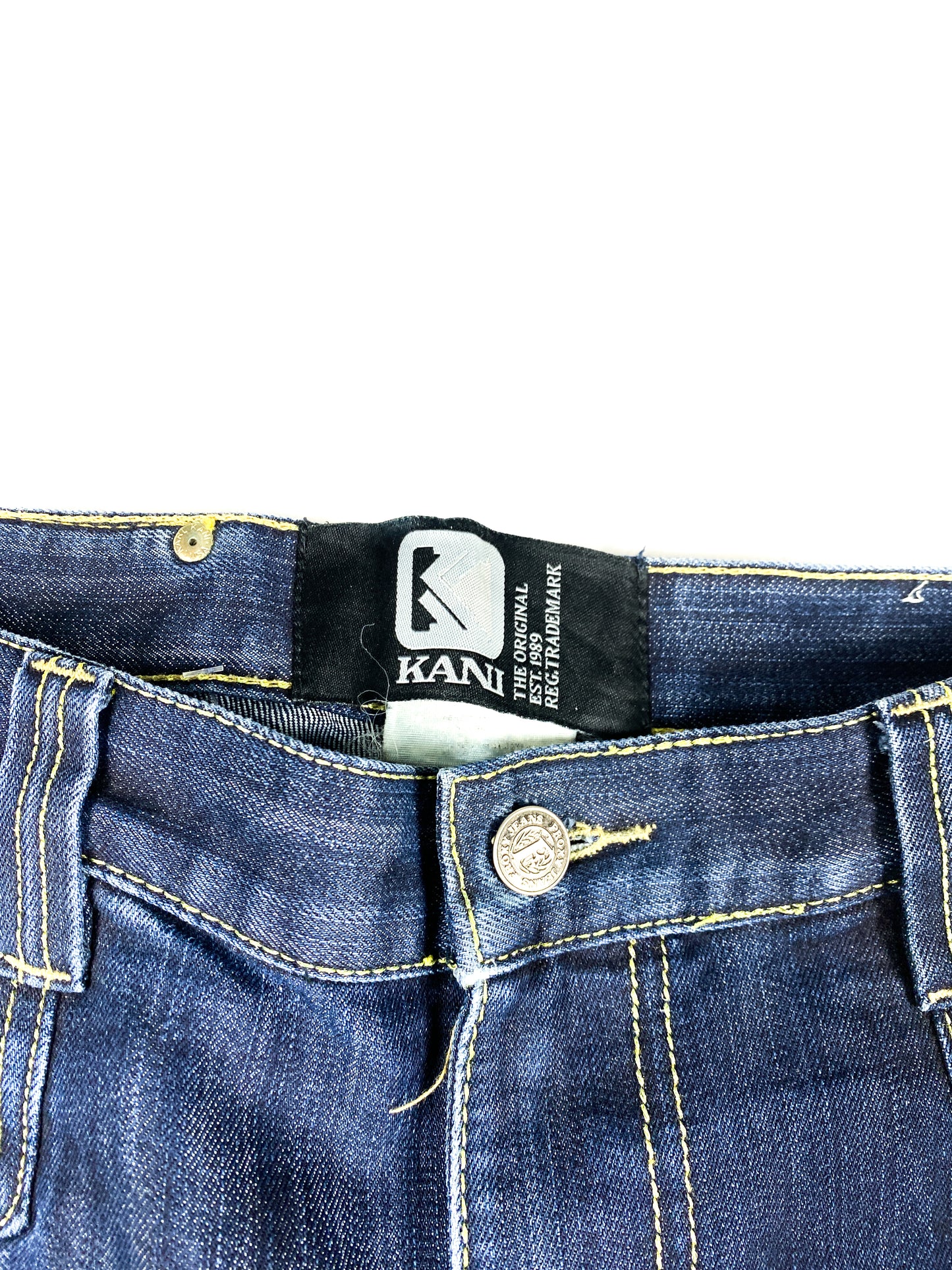 Dark Wash Blue Denim Golden Emboridered Baggy Jeans