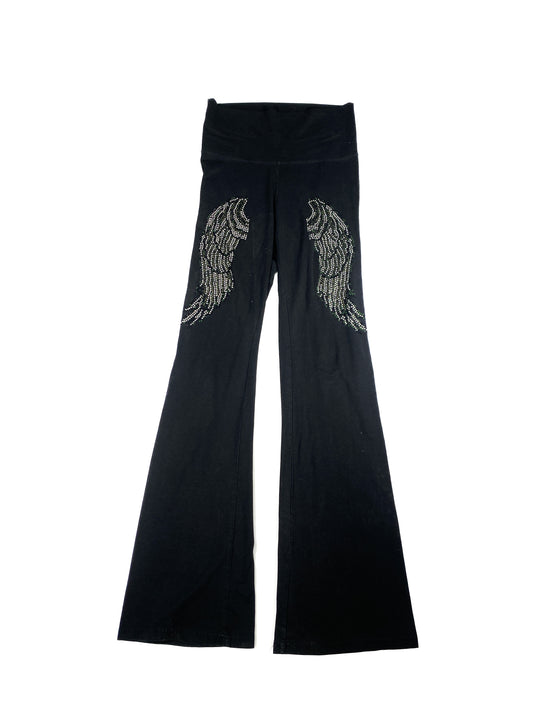 Bejeweled Angel Wing Loose Bell-Bottom Leggings