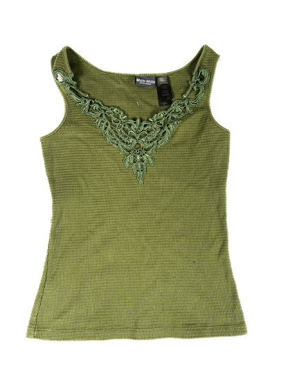 Army Green Lace Tank Top