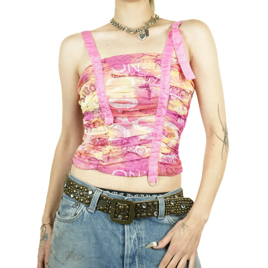 2000s Glitter Top w/ Belt Straps