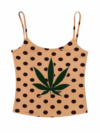 Cydn3yyy Weed Polka Dot Graphic Tank