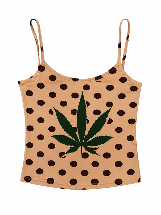Cydn3yyy Weed Polka Dot Graphic Tank